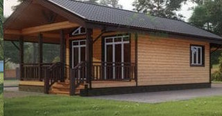 Проект одноэтажного дома из бруса с террасой - Строительство в Коркино от Строй-Крк от 135993 руб.
